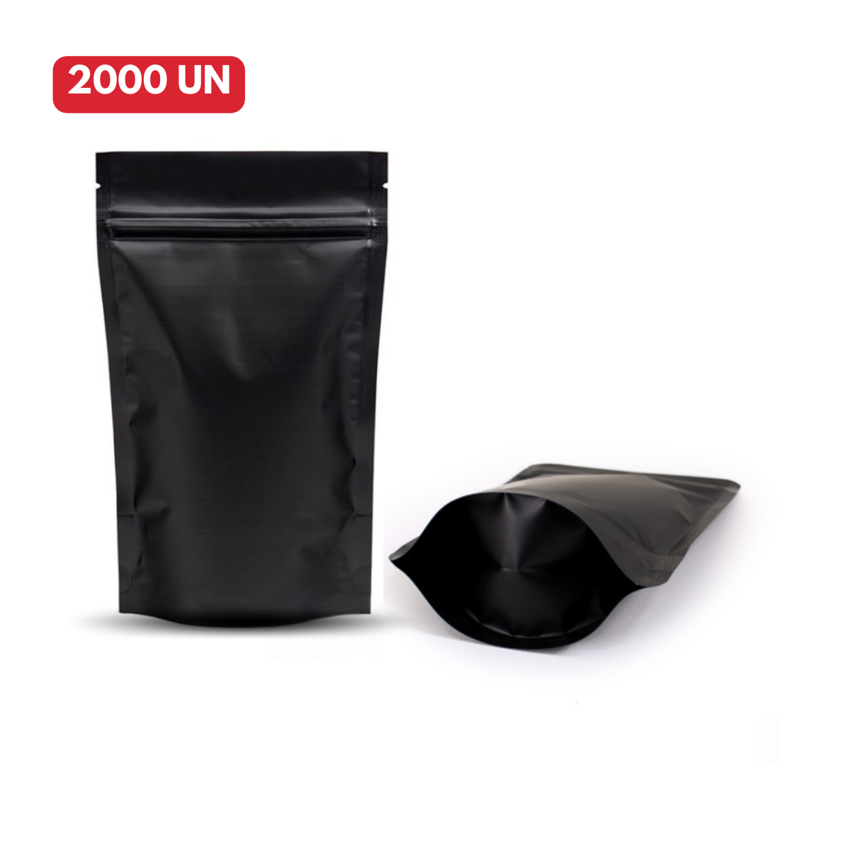 Saco Stand Up Pouch Preto Fecho Zip - 14X22 | HAGAPACK